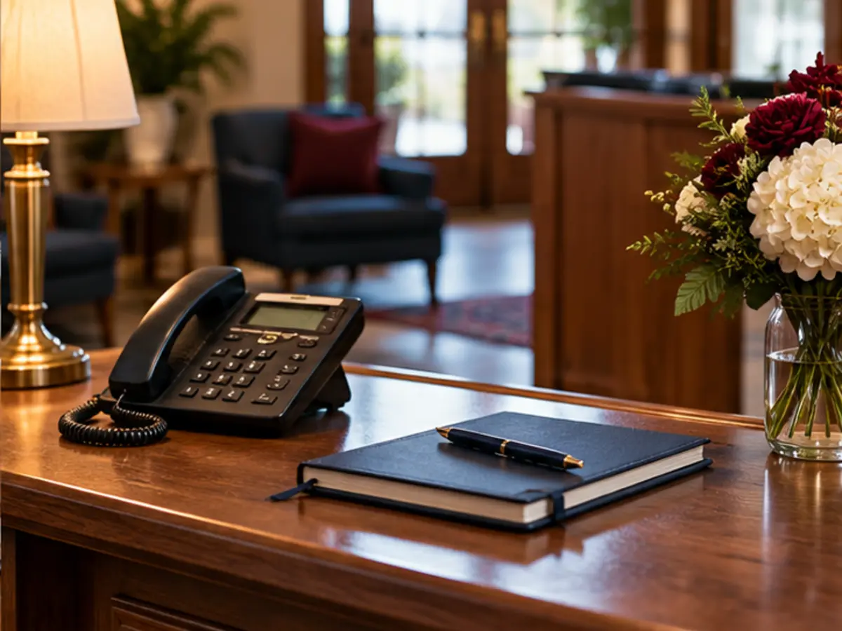 A welcoming church office reception desk